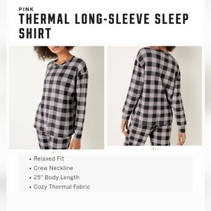 Victoria's secret pink plaid thermal long-sleeve sleep shirt XXL